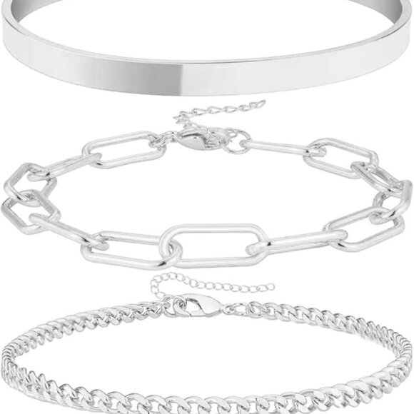 14K Real Gold Plated Bracelets for Women Stack,Bangle Cuff Bracelet Set Non Tarn - Picture 1 of 6